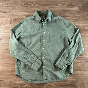 Alex Crane Shirt Mens XXL Linen Button Down Green Long Sleeve Casual Preppy